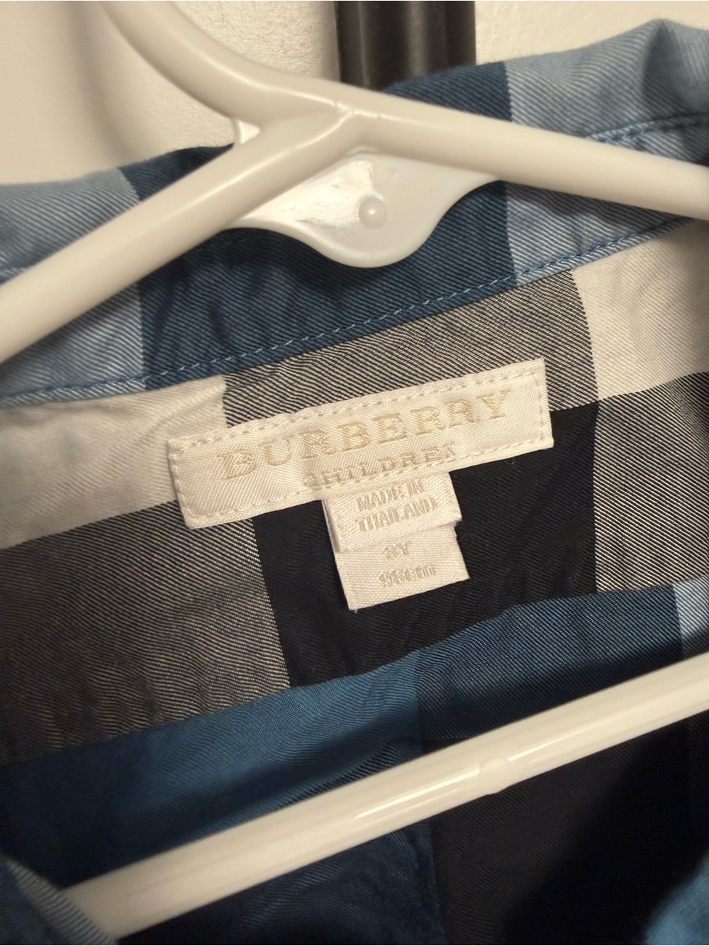 Authentic Burberry Boys Blue Plaid Short-Sleeve Button Down Shirt - Picture 6 of 7